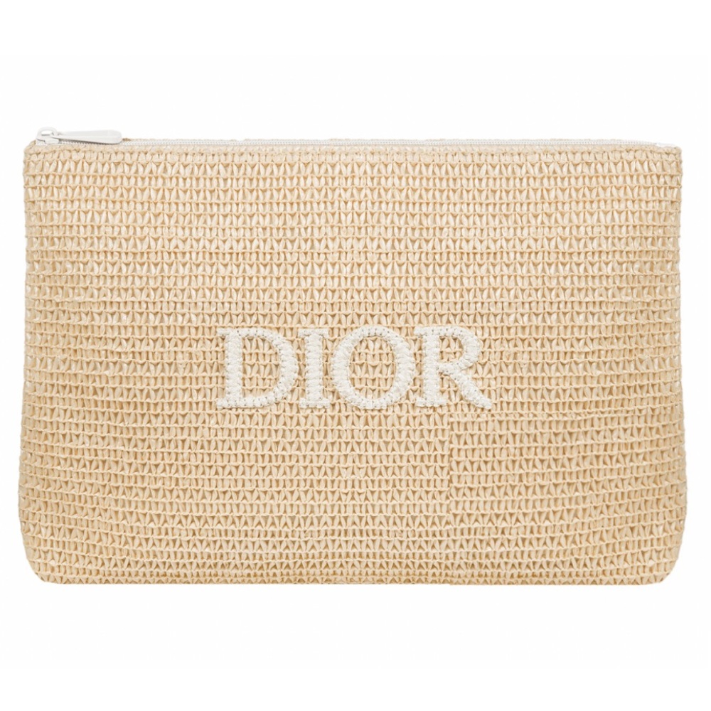 DIOR Raffia Cosmetics Clutch Bag 👜 NEW IN BOX Travel Pouch